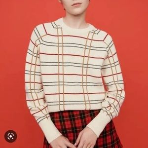 MAJE PLAID JACQUARD SWEATER